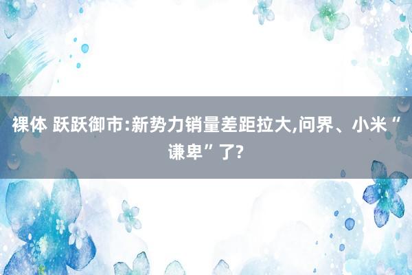 裸体 跃跃御市:新势力销量差距拉大，问界、小米“谦卑”了?