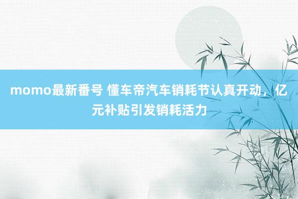 momo最新番号 懂车帝汽车销耗节认真开动，亿元补贴引发销耗活力