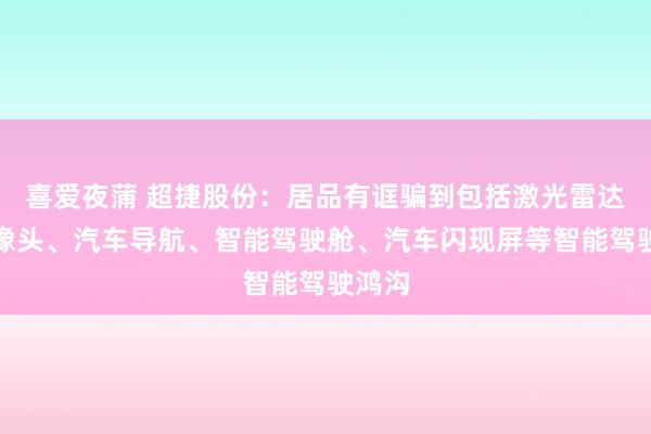 喜爱夜蒲 超捷股份：居品有诓骗到包括激光雷达、录像头、汽车导航、智能驾驶舱、汽车闪现屏等智能驾驶鸿沟