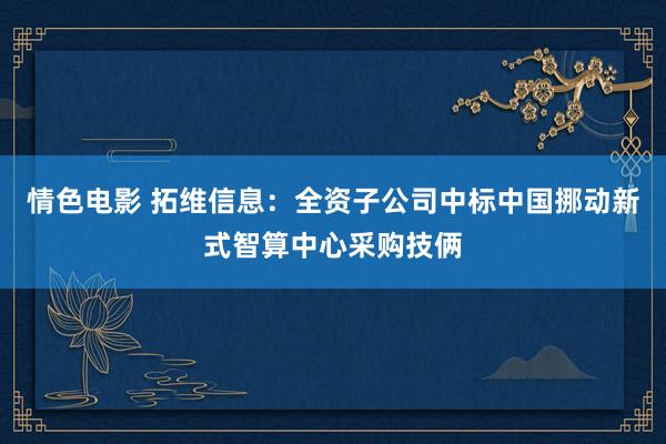 情色电影 拓维信息：全资子公司中标中国挪动新式智算中心采购技俩