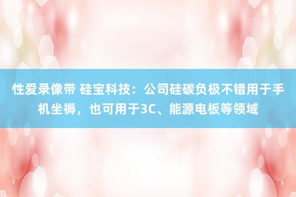 性爱录像带 硅宝科技：公司硅碳负极不错用于手机坐褥，也可用于3C、能源电板等领域