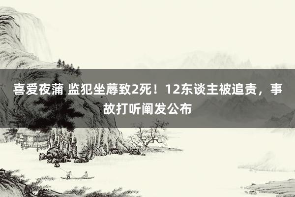 喜爱夜蒲 监犯坐蓐致2死！12东谈主被追责，事故打听阐发公布