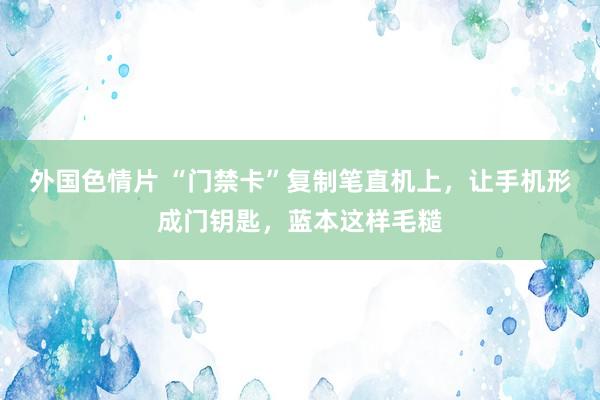 外国色情片 “门禁卡”复制笔直机上，让手机形成门钥匙，蓝本这样毛糙