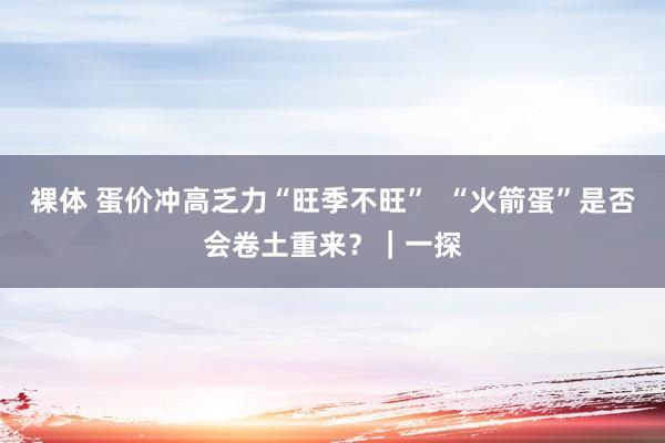 裸体 蛋价冲高乏力“旺季不旺”  “火箭蛋”是否会卷土重来？｜一探