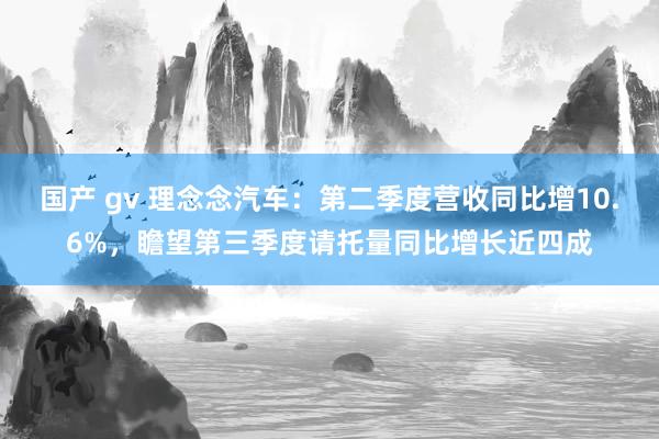 国产 gv 理念念汽车：第二季度营收同比增10.6%，瞻望第三季度请托量同比增长近四成