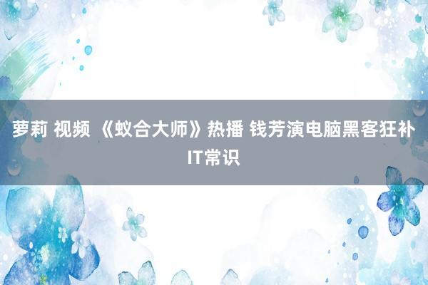 萝莉 视频 《蚁合大师》热播 钱芳演电脑黑客狂补IT常识