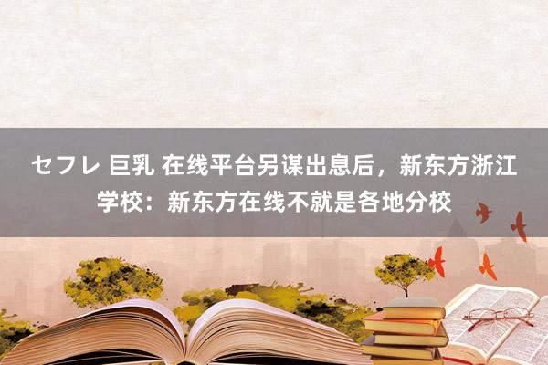 セフレ 巨乳 在线平台另谋出息后，新东方浙江学校：新东方在线不就是各地分校